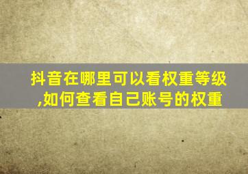 抖音在哪里可以看权重等级 ,如何查看自己账号的权重